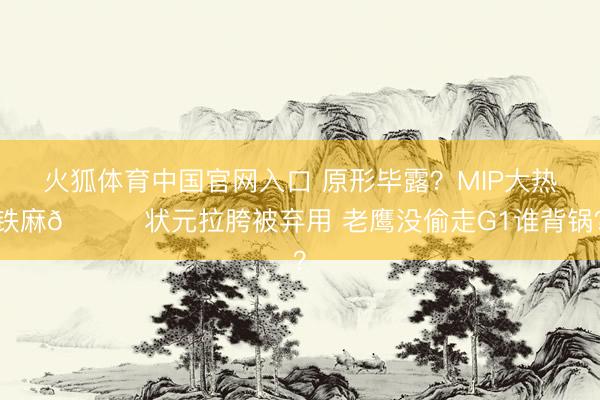 火狐体育中国官网入口 原形毕露？MIP大热铁麻🙃状元拉胯被弃用 老鹰没偷走G1谁背锅？