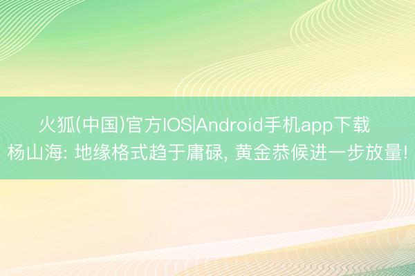 火狐(中国)官方IOS|Android手机app下载 杨山海: 地缘格式趋于庸碌， 黄金恭候进一步放量!