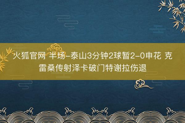 火狐官网 半场-泰山3分钟2球暂2-0申花 克雷桑传射泽卡破门特谢拉伤退