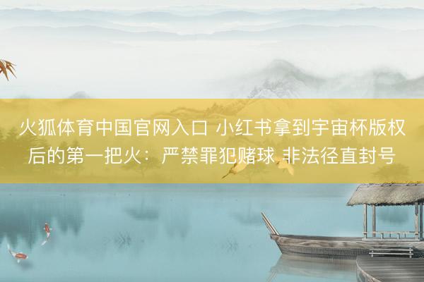 火狐体育中国官网入口 小红书拿到宇宙杯版权后的第一把火：严禁罪犯赌球 非法径直封号