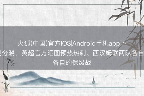 火狐(中国)官方IOS|Android手机app下载 末轮见分晓，英超官方晒图预热热刺、西汉姆联两队各自的保级战