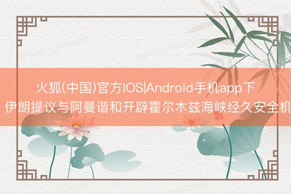 火狐(中国)官方IOS|Android手机app下载 伊朗提议与阿曼谐和开辟霍尔木兹海峡经久安全机制